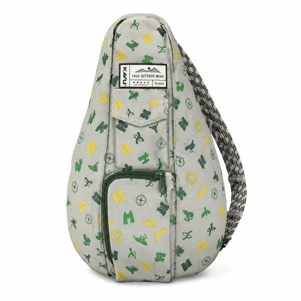 KAVU Rope Sling Crossbody Backpack Gray Bird Compass Outdoors Print